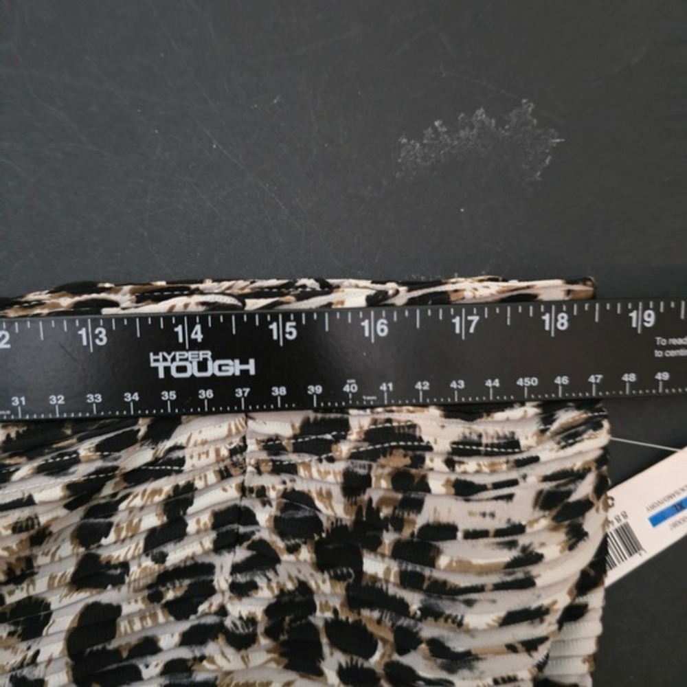 New Directions Women's Black Ivory‎ Leopard Print Mesh Pleated Midi Skirt XL - Picture 10 of 11
